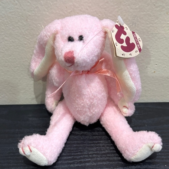 Ty Pink Plush Bunny with Ribbon - Picture 1 of 4